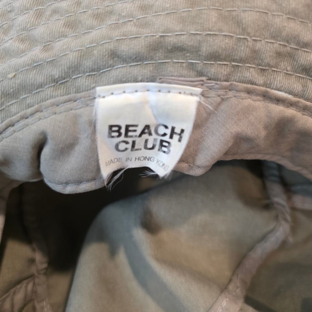 Vintage 90s Myrtle Beach Club Khaki Blue Trim Cotton Bucket Hat Sun Cap - Picture 5 of 5